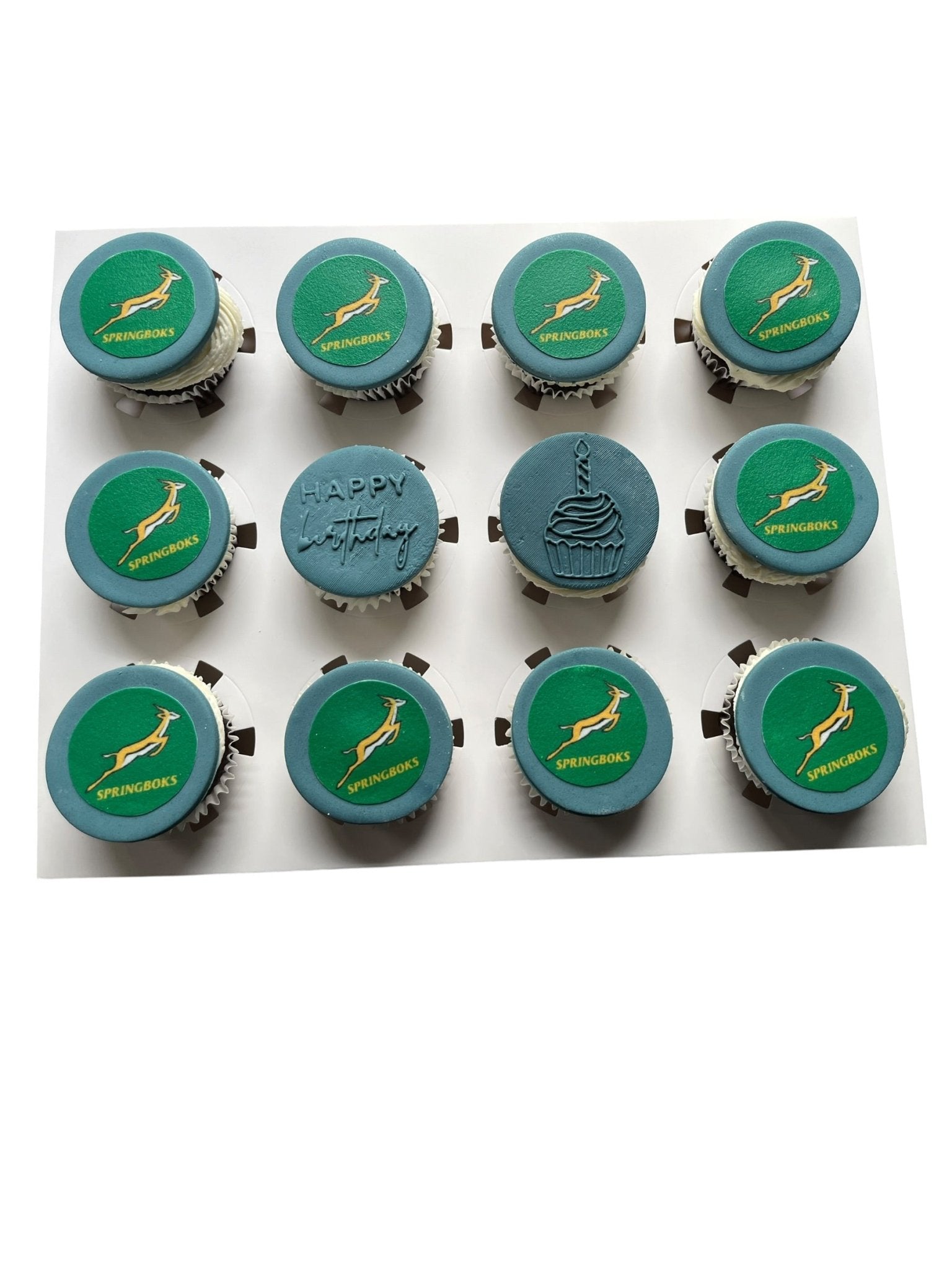 12 Springbok Rugby cupcakes - Hearty Bakes