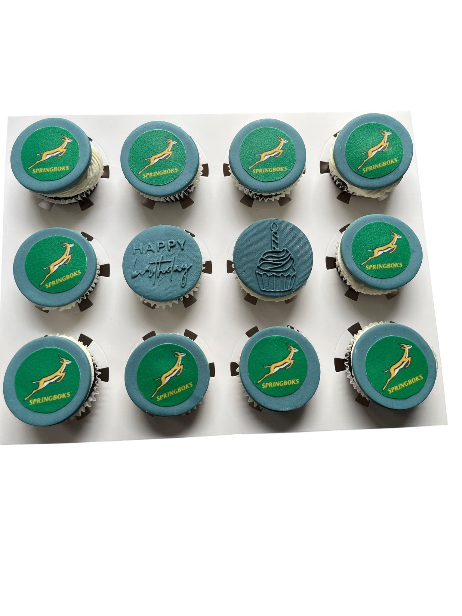12 Springbok Rugby cupcakes - Hearty Bakes